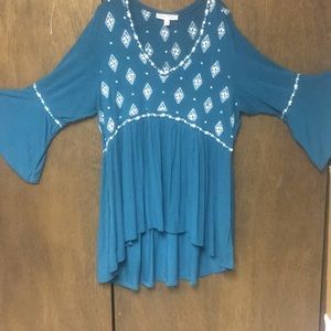 Torrid Super Soft Knits hi-lo teal shirt